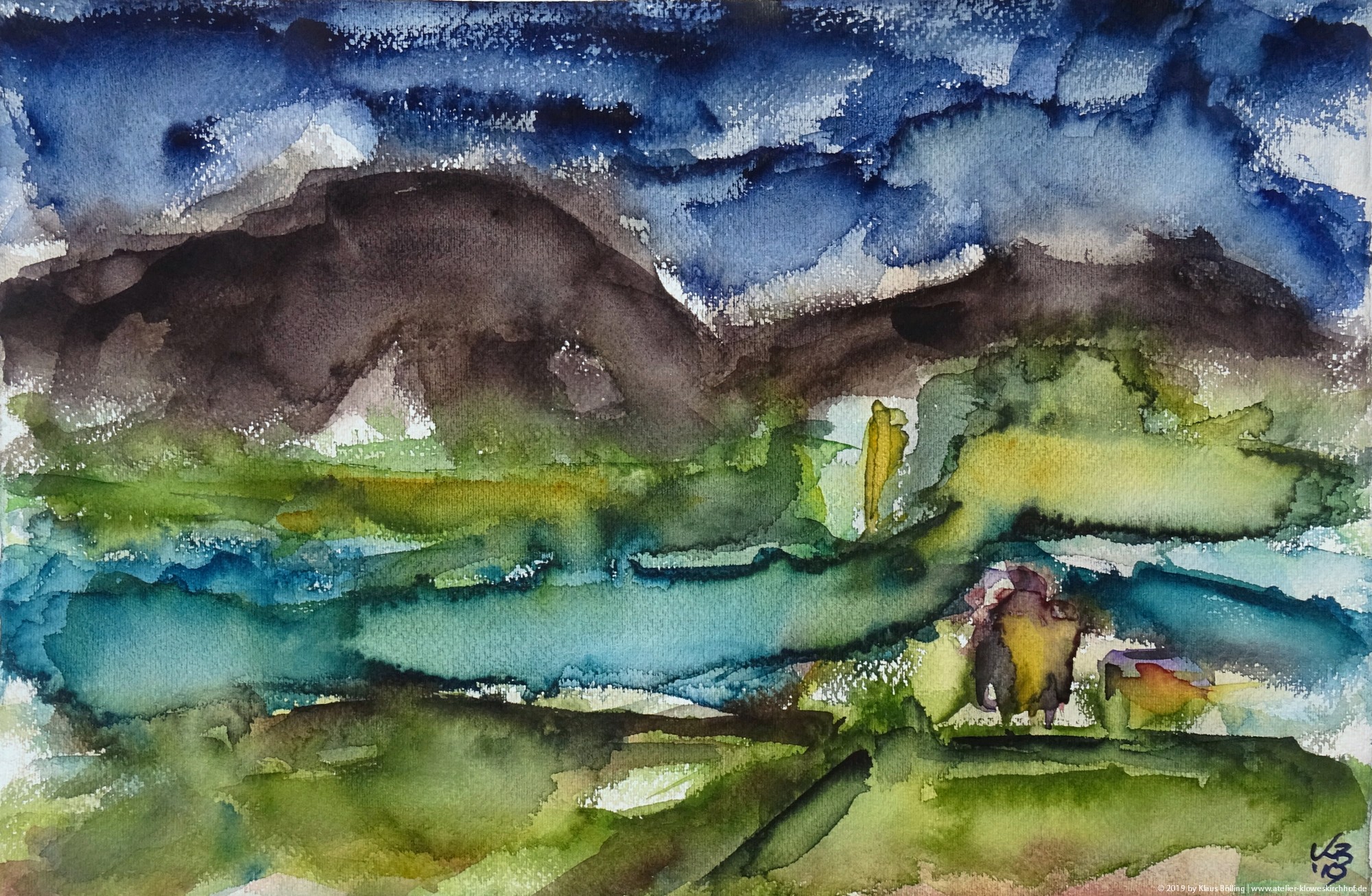 Orkney, Sound of Hoy (Graemsay, Hoy), Watercolour 50 x 32,5 cm, © 2019 by Klaus Bölling