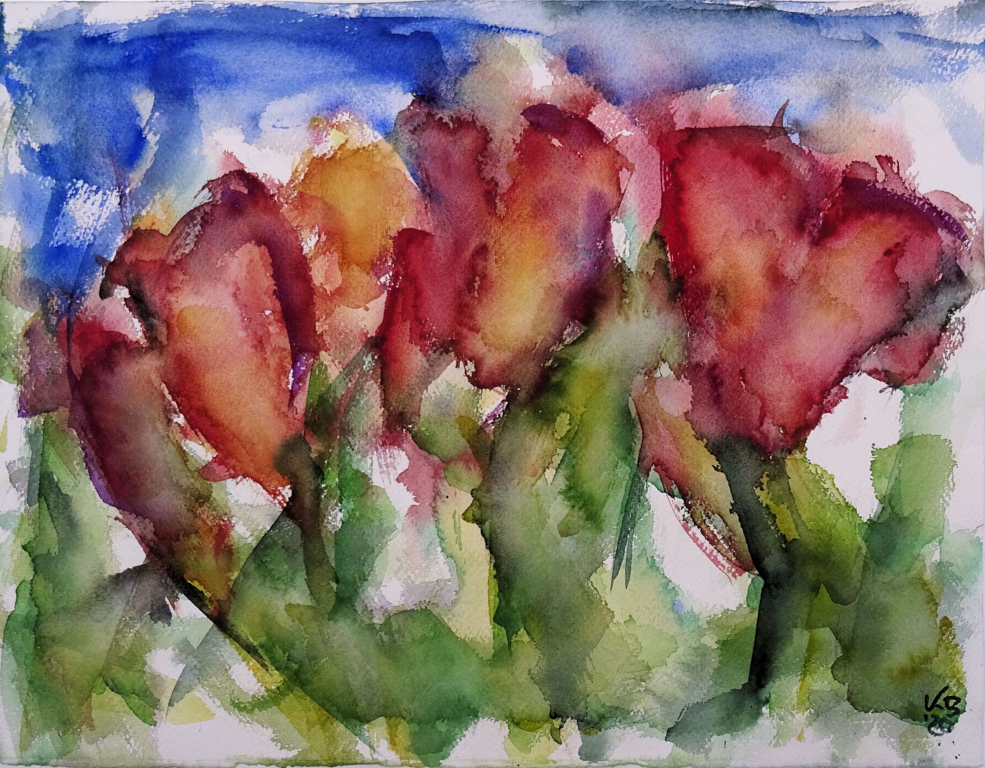 Tulpen, Watercolour 50 x 39 cm, © 2020 by Klaus Bölling