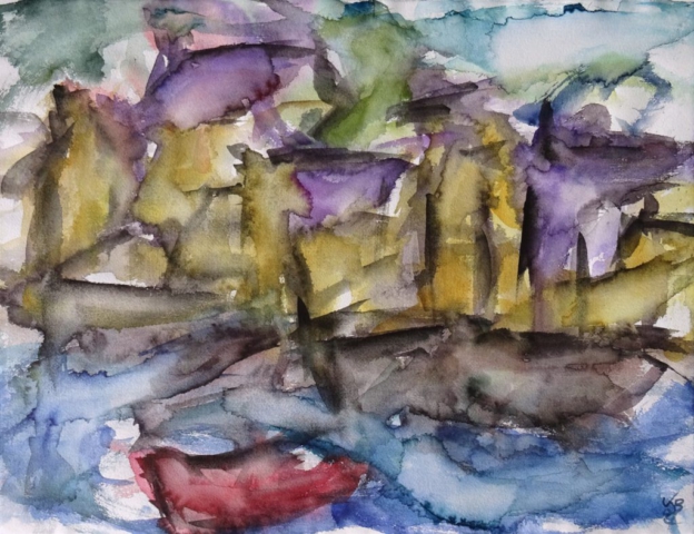 Longing for Stromness III, Watercolour 65 x 50 cm, © 2021 by Klaus Bölling