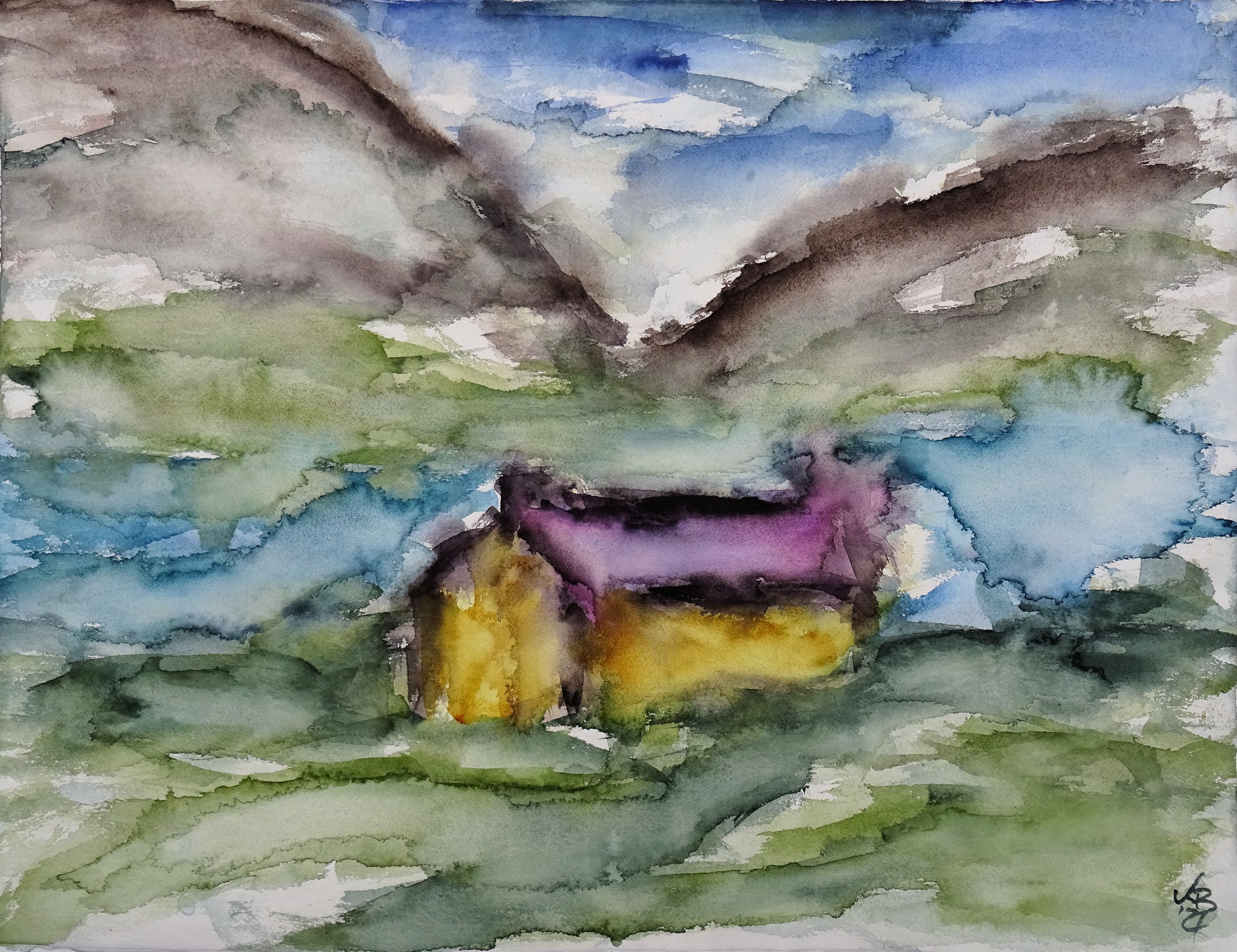Longing for Orkney - Bothy, Graemsay, Watercolour 65 x 50 cm, © 2021 by Klaus Bölling